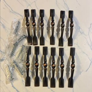Set of 12 Oil Bronze Cabinet Handles-Like New